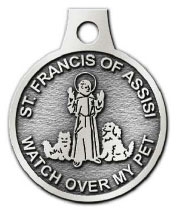 Francis of Assisi Orange Pink round dog cat custom charm pet tag by ID4PET 1 St 